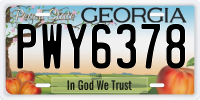 GA license plate PWY6378