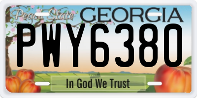 GA license plate PWY6380