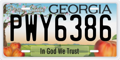 GA license plate PWY6386