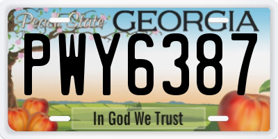 GA license plate PWY6387