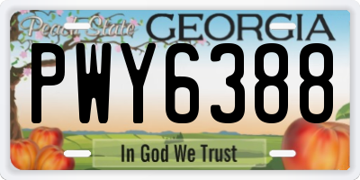 GA license plate PWY6388