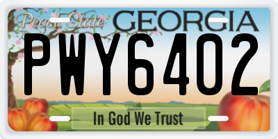 GA license plate PWY6402
