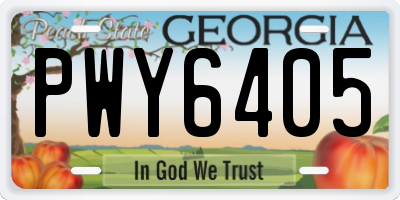 GA license plate PWY6405