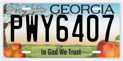 GA license plate PWY6407