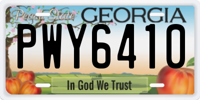 GA license plate PWY6410