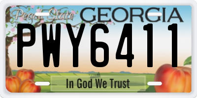 GA license plate PWY6411