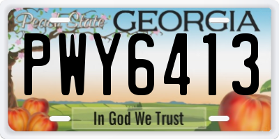 GA license plate PWY6413