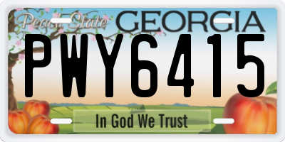 GA license plate PWY6415
