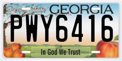 GA license plate PWY6416