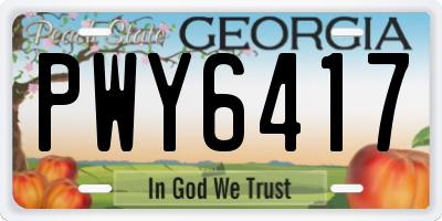 GA license plate PWY6417