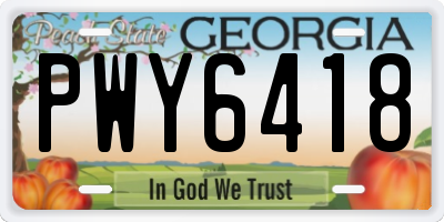 GA license plate PWY6418