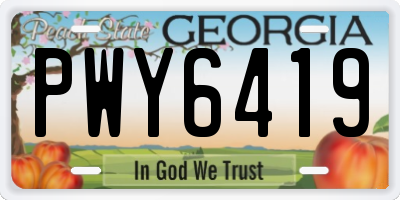 GA license plate PWY6419