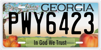 GA license plate PWY6423