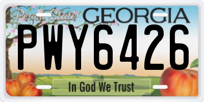 GA license plate PWY6426