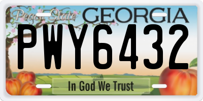 GA license plate PWY6432