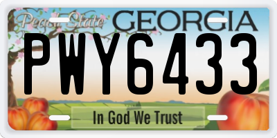 GA license plate PWY6433