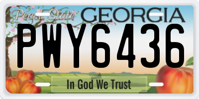 GA license plate PWY6436