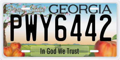 GA license plate PWY6442