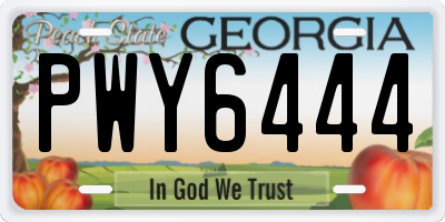 GA license plate PWY6444