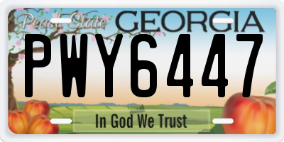GA license plate PWY6447