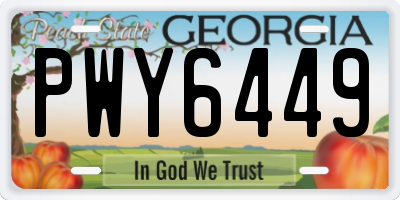 GA license plate PWY6449