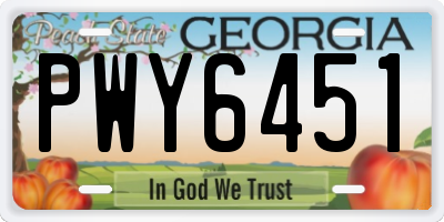 GA license plate PWY6451