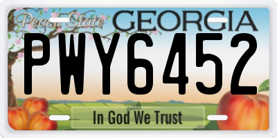 GA license plate PWY6452
