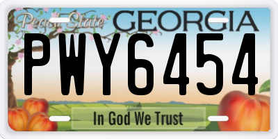 GA license plate PWY6454