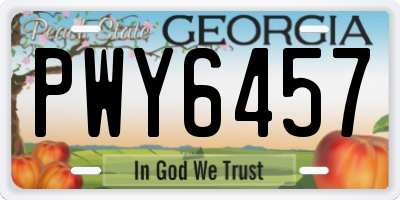 GA license plate PWY6457