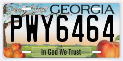 GA license plate PWY6464