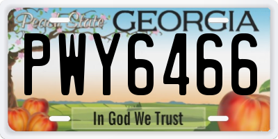 GA license plate PWY6466