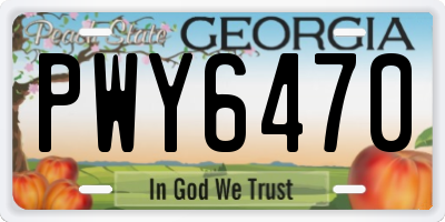 GA license plate PWY6470