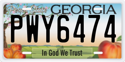 GA license plate PWY6474