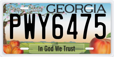 GA license plate PWY6475