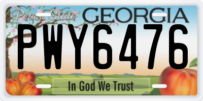 GA license plate PWY6476