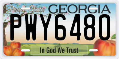 GA license plate PWY6480
