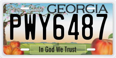 GA license plate PWY6487