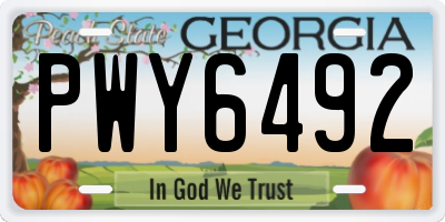 GA license plate PWY6492