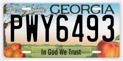 GA license plate PWY6493