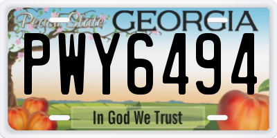 GA license plate PWY6494