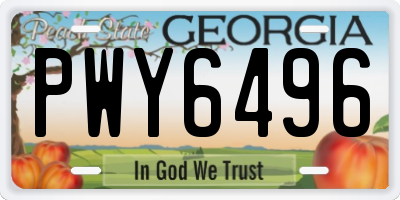 GA license plate PWY6496