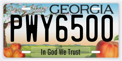 GA license plate PWY6500
