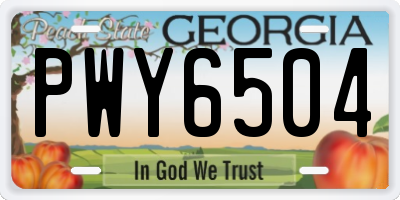 GA license plate PWY6504