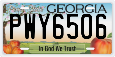 GA license plate PWY6506