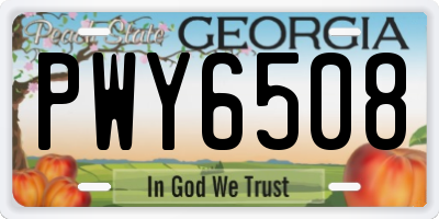 GA license plate PWY6508