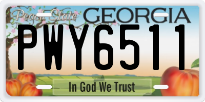 GA license plate PWY6511