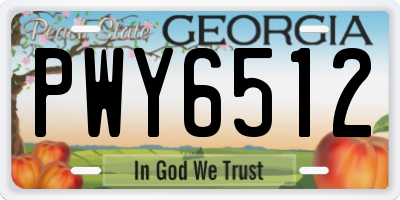 GA license plate PWY6512