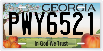 GA license plate PWY6521