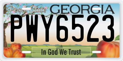 GA license plate PWY6523
