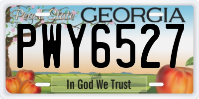 GA license plate PWY6527